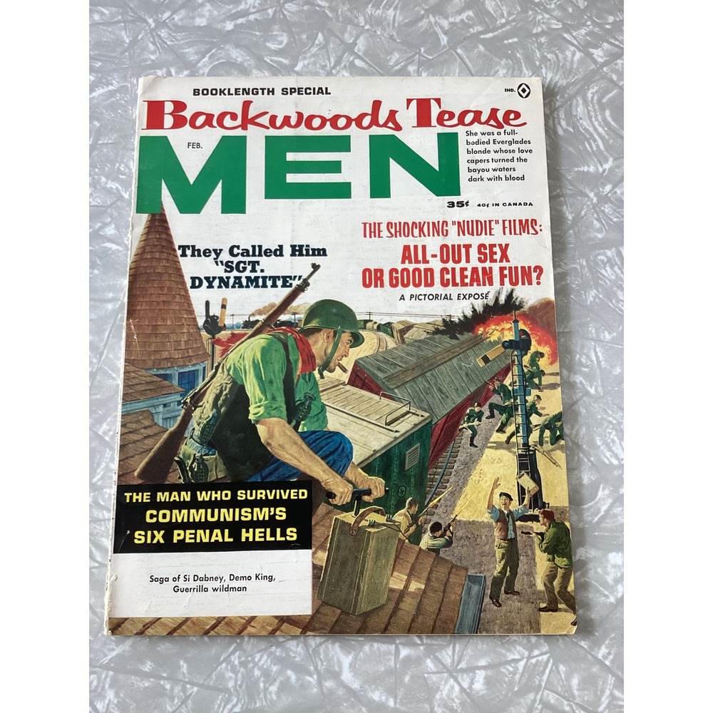 Vintage Men Magazine Feb 1964 Vol 13 No 2 Mario Puzo Editor Pulp Adventure WWII